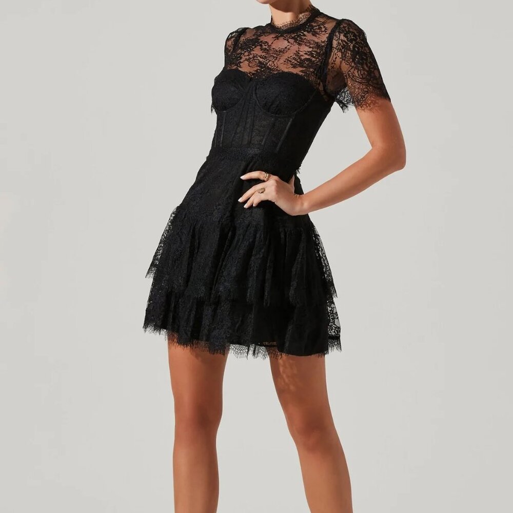 LEILANI LACE BUSTIER MINI DRESS (Wednesday Addams inspired)